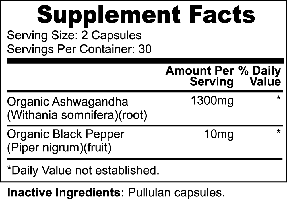 Soulagement du stress avec de l'ashwagandha biologique et du poivre noir