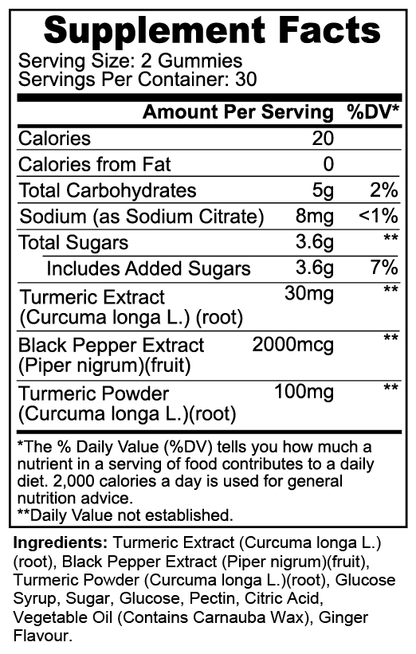 Gummies au curcuma anti-inflammatoires et antioxydantes